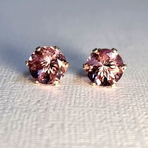 Estate Pink Purple Round Alexandrite Stud Earrings